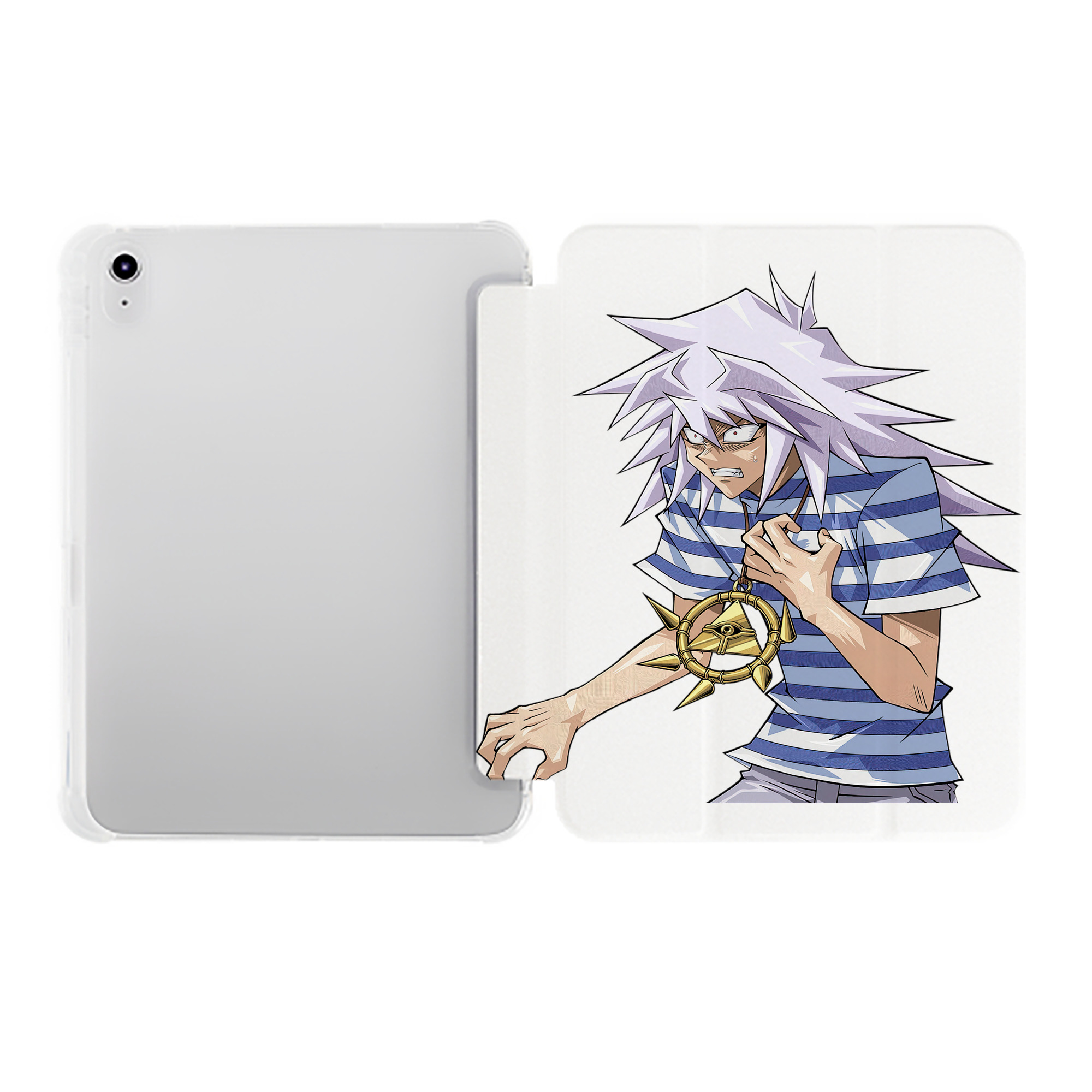 （画像用） 遊☆戯☆王 Yu-Gi-Oh! IPad ケース ペン収納付き 三つ折りスタンド PUレザー×シリコン 対応機種9.5/10.5/10.9インチ